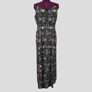 Warehouse One maxi black floral‎ sleeveless dress size 1X